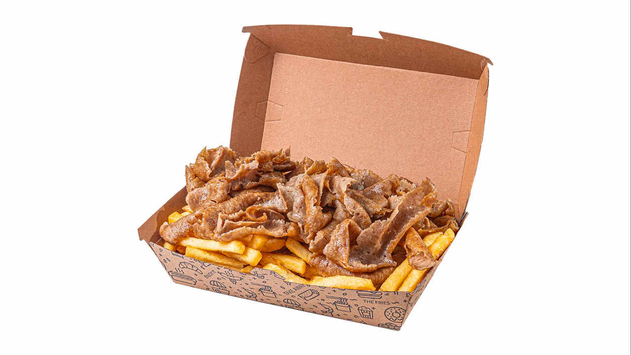 Kebab on a Tray with Chips